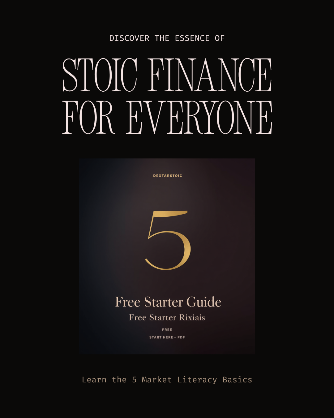 Free Starter Guide: 5 Market Literacy Basics — cover in deep black with gold numeral five